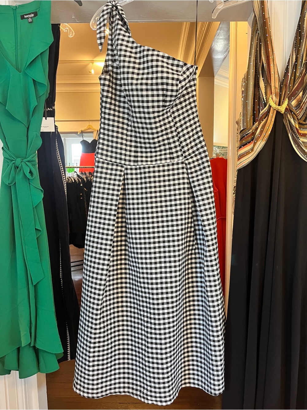 Anthropologie Black and White checked Gingham Midi Dress NWT Size Small - Picture 2 of 5
